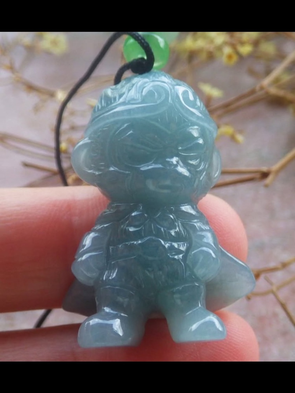 Blue Stone certificate jadeite Jade sun wukong Pendant monkey king water blue